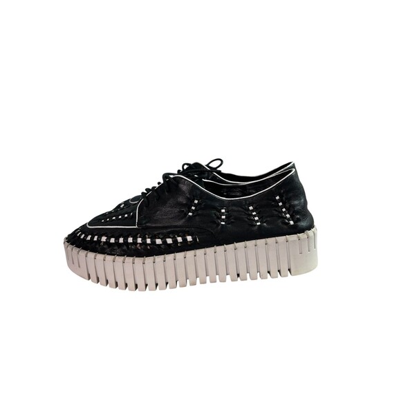Anthropologie Silent D Brodies Sneaker Black Woven Leather $175 Size EU 40, US 9 - Picture 8 of 10